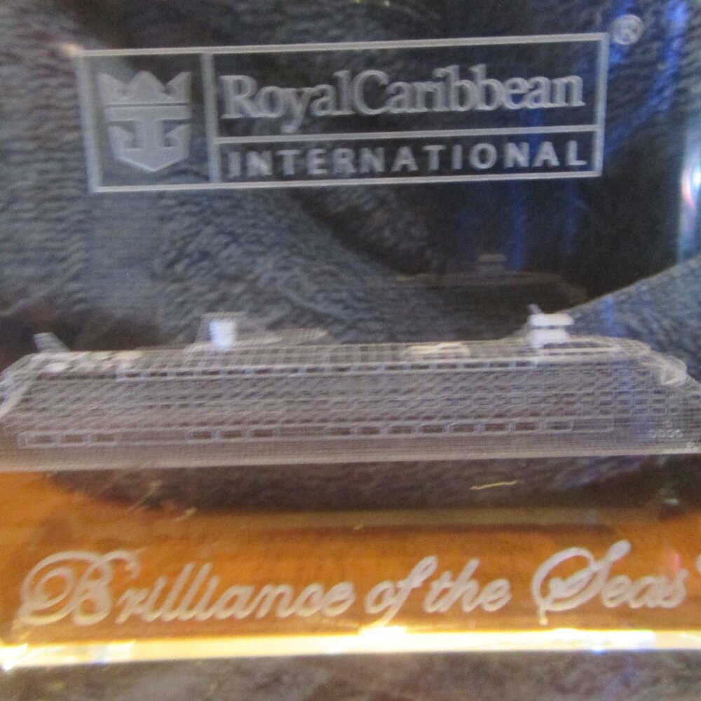 Royal Caribbean Brilliance of The Sea 3D Etched Crystal Block Cruise Paperweight